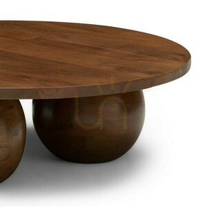 MORELO 100 cm coffee table, round, made of mango wood, in dark walnut, with rounded shapes, Nova Nook small 4