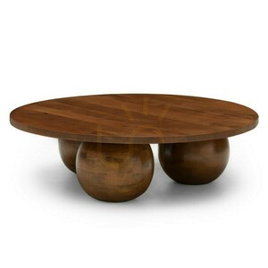 MORELO 100 cm coffee table, round, made of mango wood, in dark walnut, with rounded shapes, Nova Nook small 5
