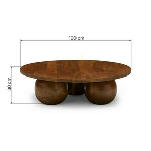 MORELO 100 cm coffee table, round, made of mango wood, in dark walnut, with rounded shapes, Nova Nook small 7