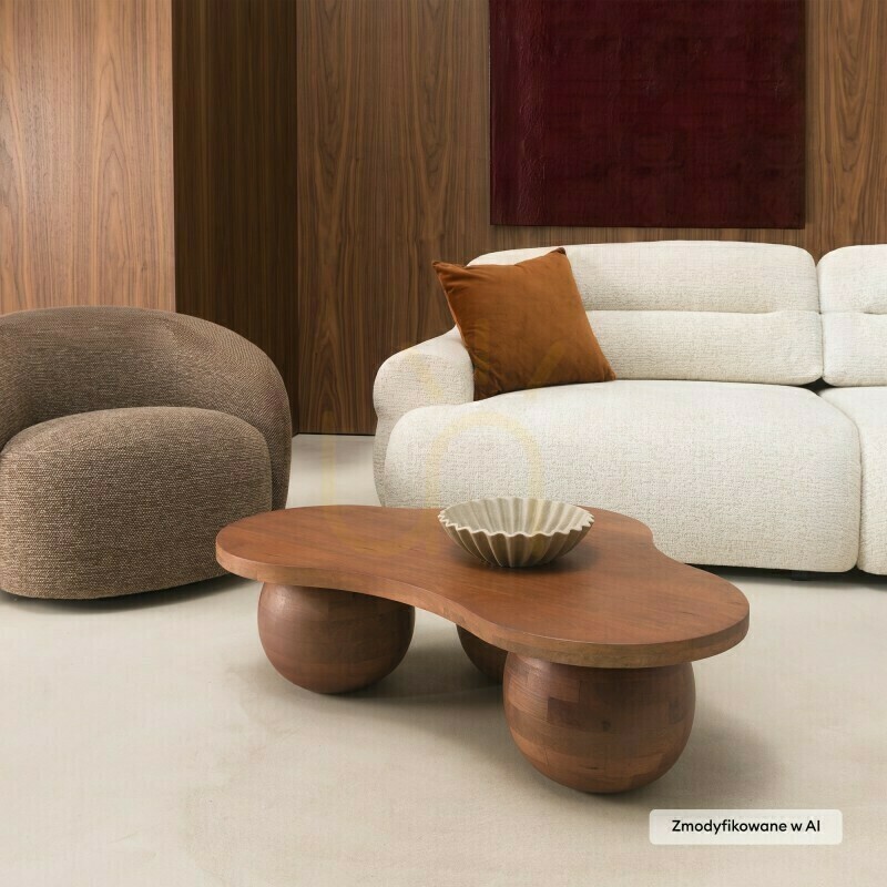 View OBIG Coffee Table, mango wood, walnut, rounded shapes by Nova Nook OBIG Coffee Table, mango wood, walnut, rounded shapes by Nova Nook