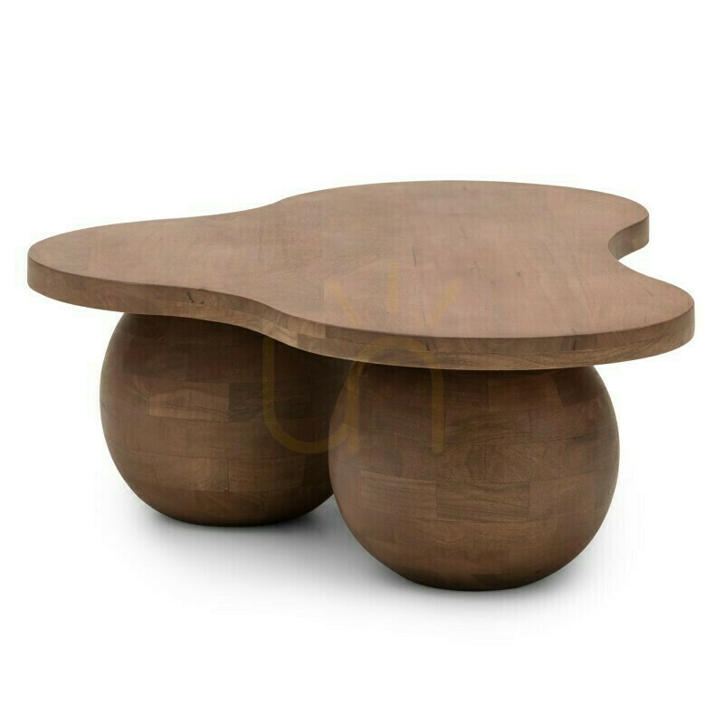 Display OBIG Coffee Table, mango wood, walnut, rounded shapes by Nova Nook OBIG Coffee Table, mango wood, walnut, rounded shapes by Nova Nook