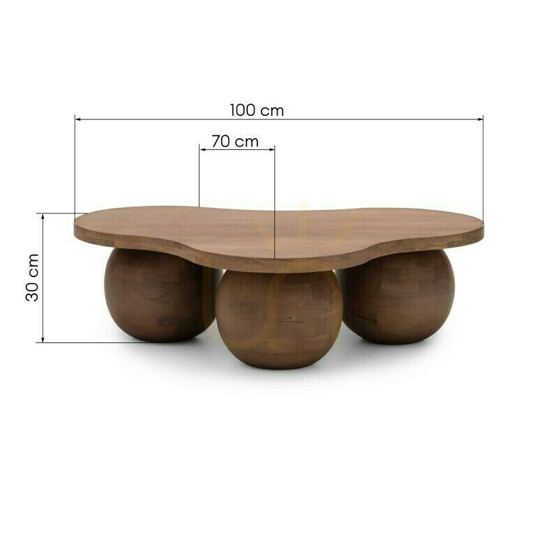 Preview OBIG Coffee Table, mango wood, walnut, rounded shapes by Nova Nook OBIG Coffee Table, mango wood, walnut, rounded shapes by Nova Nook