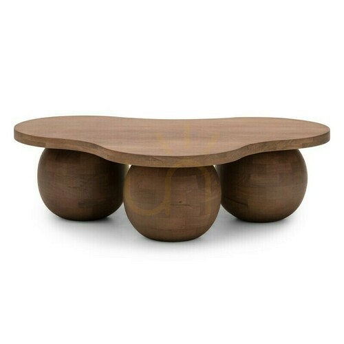 Check OBIG Coffee Table, mango wood, walnut, rounded shapes by Nova Nook