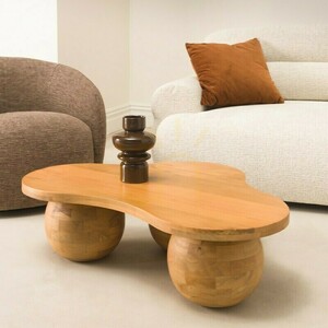 OBIG Coffee Table, mango wood, natural color, rounded shapes by Nova Nook 1 OBIG Coffee Table, mango wood, natural color, rounded shapes by Nova Nook small 1