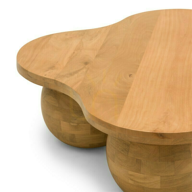 Display OBIG Coffee Table, mango wood, natural color, rounded shapes by Nova Nook OBIG Coffee Table, mango wood, natural color, rounded shapes by Nova Nook