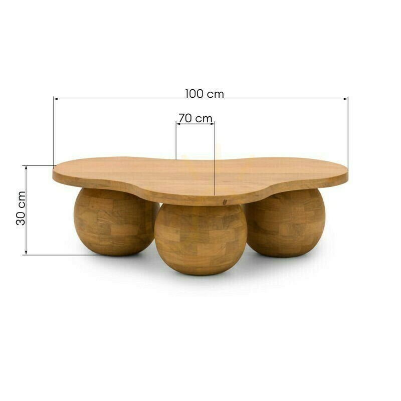 Preview OBIG Coffee Table, mango wood, natural color, rounded shapes by Nova Nook OBIG Coffee Table, mango wood, natural color, rounded shapes by Nova Nook