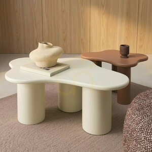 CHIC 100 cm Coffee Table, Rounded Shapes, Milky White Nova Nook small 1