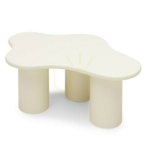 CHIC 100 cm Coffee Table, Rounded Shapes, Milky White Nova Nook small 2