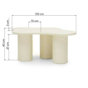 CHIC 100 cm Coffee Table, Rounded Shapes, Milky White Nova Nook small 7