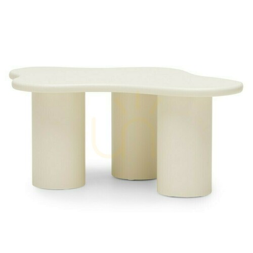 Check CHIC 100 cm Coffee Table, Rounded Shapes, Milky White Nova Nook