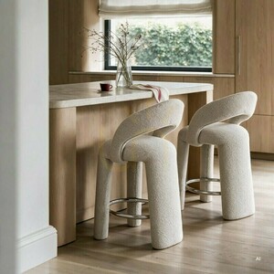 Set of 2 LISE upholstered stools, in beige and cream; minimum order quantity – 2 pieces, Nova Nook small 1