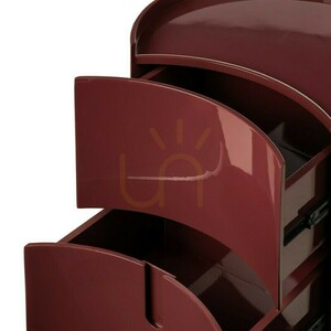 LENA nightstand with drawers, in burgundy/brown, with rounded shapes and a Nova Nook gloss finish small 3