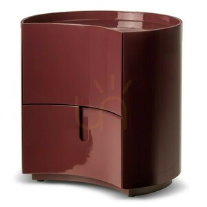 LENA nightstand with drawers, in burgundy/brown, with rounded shapes and a Nova Nook gloss finish small 5