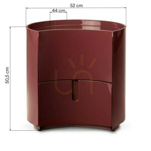 LENA nightstand with drawers, in burgundy/brown, with rounded shapes and a Nova Nook gloss finish small 6