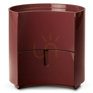 LENA nightstand with drawers, in burgundy/brown, with rounded shapes and a Nova Nook gloss finish small 0