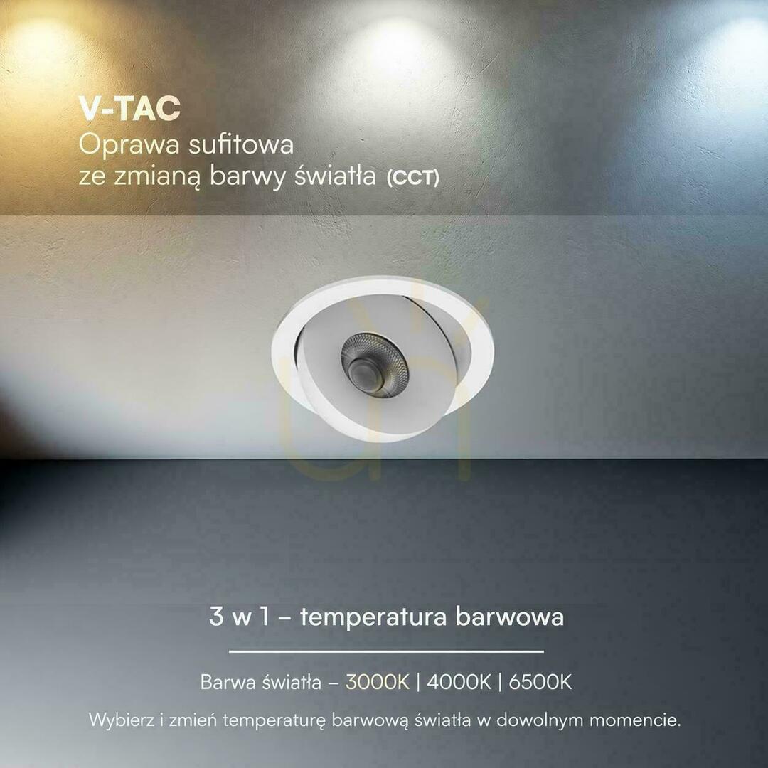 Check V-TAC LED CREE Recessed Tiltable Downlight, 12W, CRI90+, CCT, IP44, White, VT-110011CCT, 800 lm, 6-Year Warranty V-TAC LED CREE Recessed Tiltable Downlight, 12W, CRI90+, CCT, IP44, White, VT-110011CCT, 800 lm, 6-Year Warranty