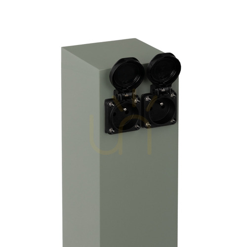 Check NORLYS Energy Distributor 2900CG garden power post, 2 × 16 A type E sockets, 49 cm, cement grey RAL 7033