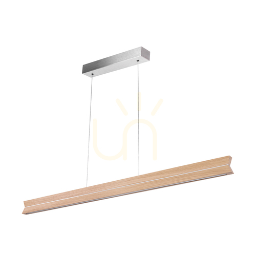 Check Twin Pendant Light, Oiled Oak/Matte Nickel, 3xLED 23 W, Up&amp;Down, 100 cm