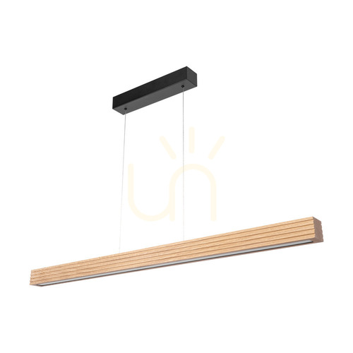 Check Riflet Pendant Light, Oiled Oak/Black, 3xLED, 47 W, Up&amp;Down, 120 cm