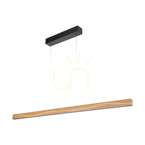 Check Riflet Pendant Light, Oiled Oak/Black, 3xLED, 28 W, Up&amp;Down, 120 cm