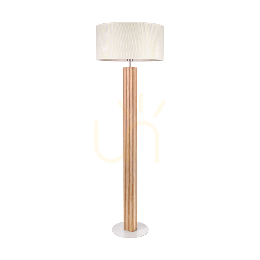 Check Riflet Floor Lamp, Oiled Oak/Matte Nickel, Cream and Silver Lampshade, 1xE27, Ø50 cm Riflet Floor Lamp, Oiled Oak/Matte Nickel, Cream and Silver Lampshade, 1xE27, Ø50 cm