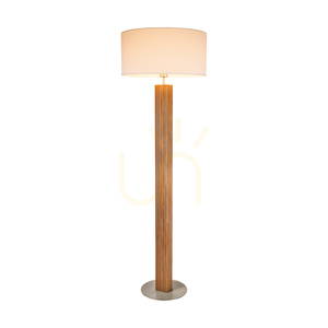 Riflet Floor Lamp, Oiled Oak/Matte Nickel, White Lampshade, 1xE27, Ø50 cm 1 Riflet Floor Lamp, Oiled Oak/Matte Nickel, White Lampshade, 1xE27, Ø50 cm small 1