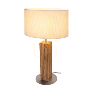Riflet Table Lamp, Oiled Oak/Matte Nickel, Cream and Silver Lampshade, 1xE27, 36 cm 1 Riflet Table Lamp, Oiled Oak/Matte Nickel, Cream and Silver Lampshade, 1xE27, 36 cm small 1