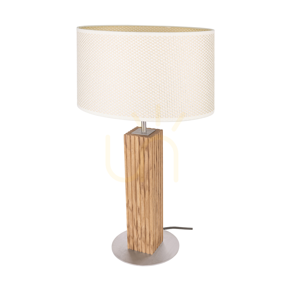 Check Riflet Table Lamp, Oiled Oak/Matte Nickel, Cream and Silver Lampshade, 1xE27, 36 cm Riflet Table Lamp, Oiled Oak/Matte Nickel, Cream and Silver Lampshade, 1xE27, 36 cm