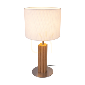 Riflet Table Lamp, Oiled Oak/Matte Nickel, White Lampshade, 1xE27, Ø22 cm small 1