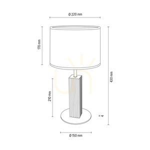 Riflet Table Lamp, Oiled Oak/Matte Nickel, White Lampshade, 1xE27, Ø22 cm small 3