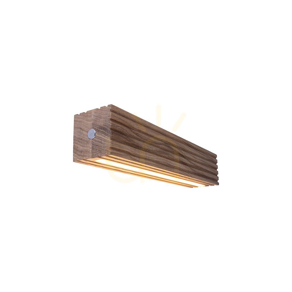 View Riflet Wall Sconce, Oiled Oak/Aluminum, 2xLED, 13.9 W, 38 cm Riflet Wall Sconce, Oiled Oak/Aluminum, 2xLED, 13.9 W, 38 cm