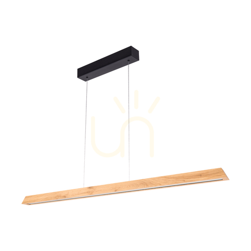 Check Derott Pendant Light, Oiled Oak/Black, 3xLED, 42 W, Up&amp;Down, 115 cm