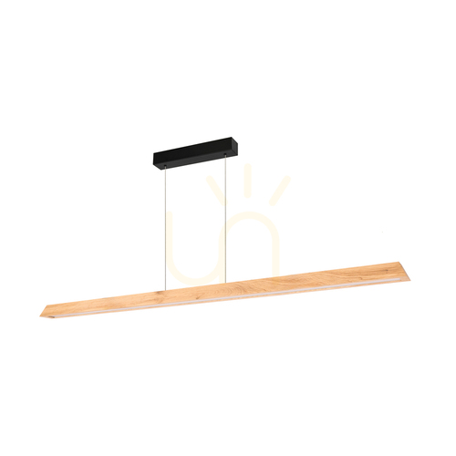 Check Derott Pendant Light, Oiled Oak/Black, 3xLED, 56 W, Up&amp;Down, 160 cm