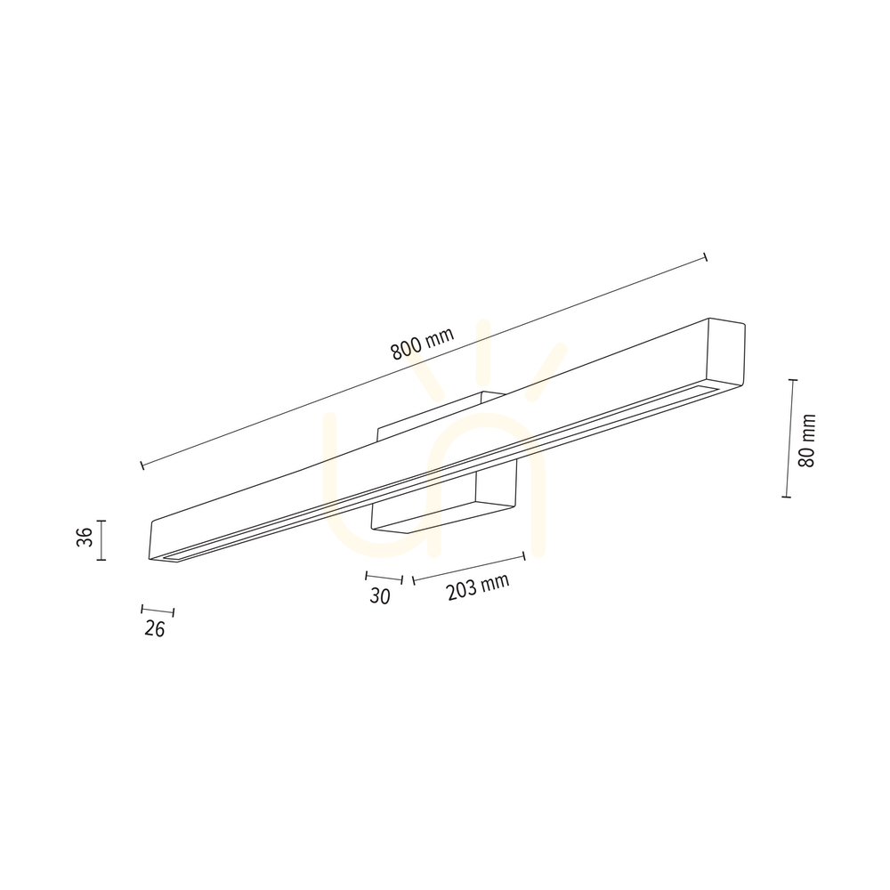 Display Aqua Luce Wall Sconce, Oiled Oak/Black, 1xLED 12 W, 80 cm Aqua Luce Wall Sconce, Oiled Oak/Black, 1xLED 12 W, 80 cm