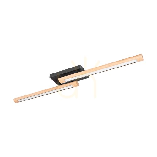 Check Razmus Ceiling Light, Oiled Oak/Black, 2xLED, 31 W, 107 cm