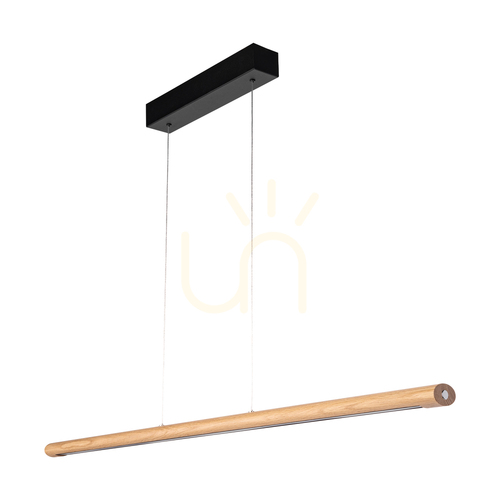 Check Razmus Pendant Light, Oiled Oak/Black, 1xLED 34 W, Up&amp;Down, 118 cm