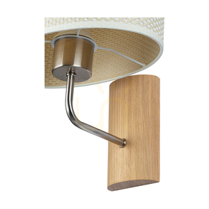 Mercedes Wall Sconce, Oiled Oak/Matte Nickel, Cream and Silver Shade, 1xE27, 25 cm small 2