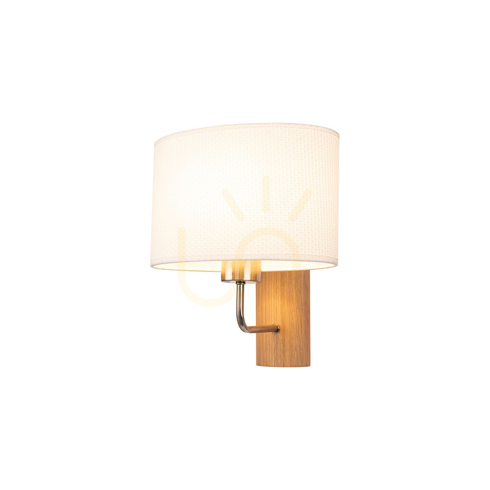 View Mercedes Wall Sconce, Oiled Oak/Matte Nickel, White Shade, 1xE27, 25 cm Mercedes Wall Sconce, Oiled Oak/Matte Nickel, White Shade, 1xE27, 25 cm