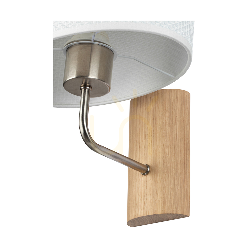 Preview Mercedes Wall Sconce, Oiled Oak/Matte Nickel, White Shade, 1xE27, 25 cm Mercedes Wall Sconce, Oiled Oak/Matte Nickel, White Shade, 1xE27, 25 cm