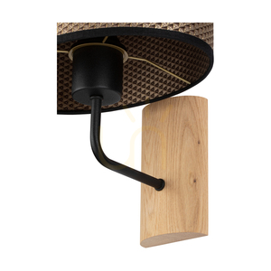 Mercedes Wall Sconce, Oiled Oak/Black, Brown-Black-Gold Lampshade, 1xE27, 25 cm 2 Mercedes Wall Sconce, Oiled Oak/Black, Brown-Black-Gold Lampshade, 1xE27, 25 cm small 2