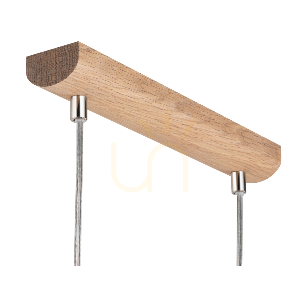 Preview Mercedes Pendant Light, Oiled Oak/Matte Nickel, Cream and Silver Shade, 3xE27, 91 cm Mercedes Pendant Light, Oiled Oak/Matte Nickel, Cream and Silver Shade, 3xE27, 91 cm