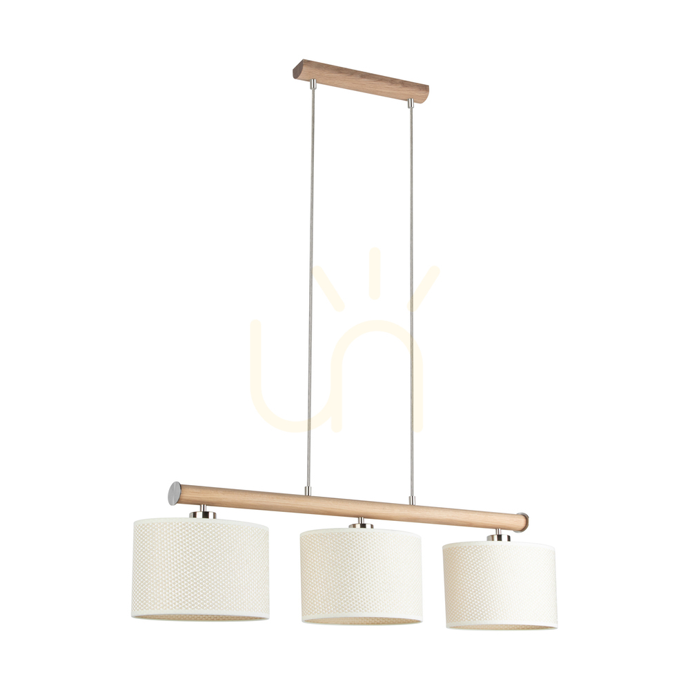 Check Mercedes Pendant Light, Oiled Oak/Matte Nickel, Cream and Silver Shade, 3xE27, 91 cm Mercedes Pendant Light, Oiled Oak/Matte Nickel, Cream and Silver Shade, 3xE27, 91 cm