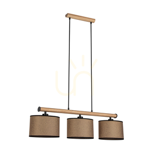 Mercedes Pendant Light, Oiled Oak/Black, Brown-Black-Gold Lampshade, 3xE27, 91 cm 0 Mercedes Pendant Light, Oiled Oak/Black, Brown-Black-Gold Lampshade, 3xE27, 91 cm small 0