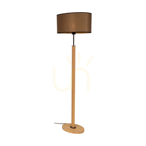 Mercedes Floor Lamp, Oiled Oak/Black, Brown-Black-Gold Lampshade, 1xE27, 52 cm small 1