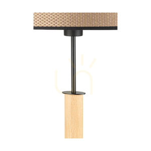 Mercedes Floor Lamp, Oiled Oak/Black, Brown-Black-Gold Lampshade, 1xE27, 52 cm small 2