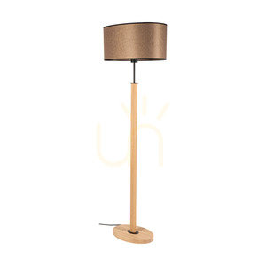 Mercedes Floor Lamp, Oiled Oak/Black, Brown-Black-Gold Lampshade, 1xE27, 52 cm small 0