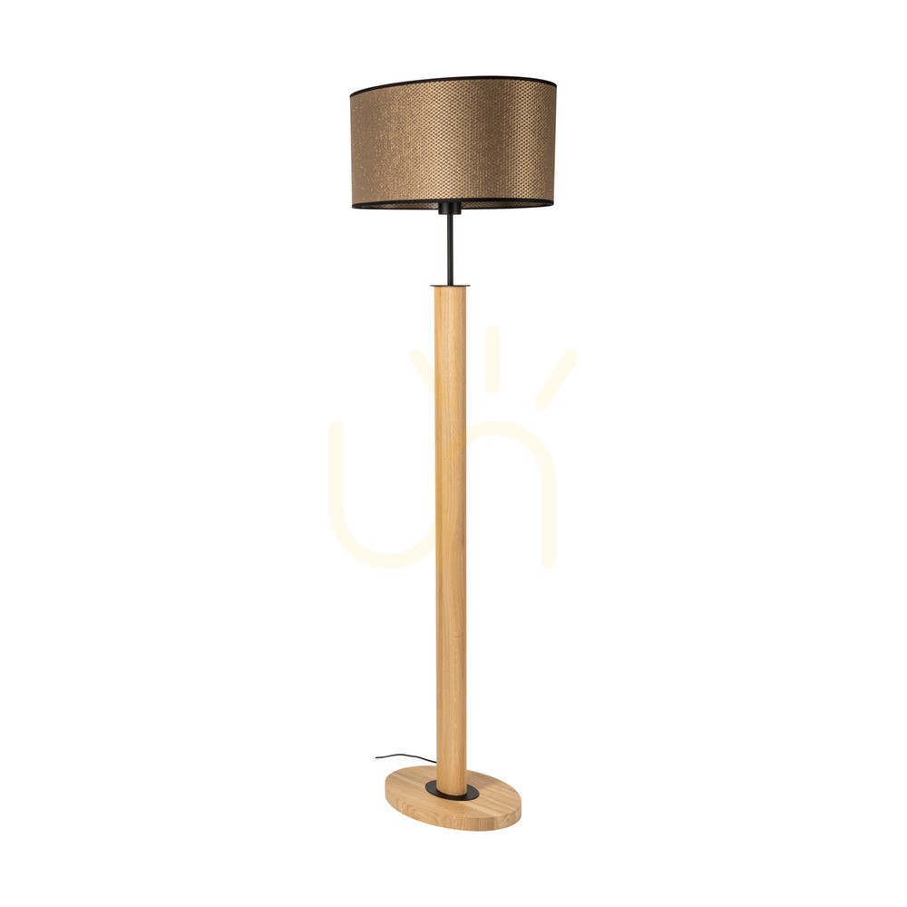 Check Mercedes Floor Lamp, Oiled Oak/Black, Brown-Black-Gold Lampshade, 1xE27, 52 cm Mercedes Floor Lamp, Oiled Oak/Black, Brown-Black-Gold Lampshade, 1xE27, 52 cm