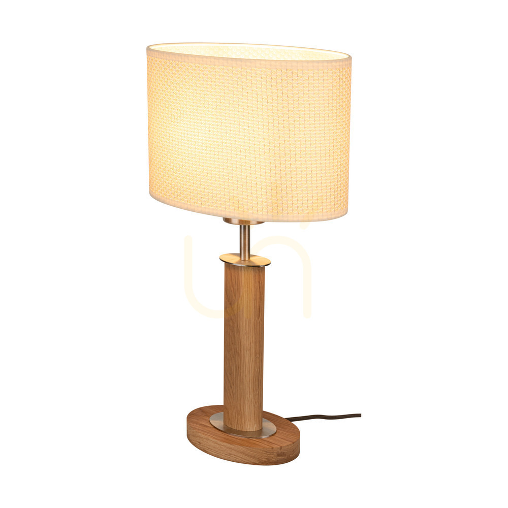 View Mercedes Table Lamp, Oiled Oak/Matte Nickel, Cream-Silver Lampshade, 1xE27, 25 cm Mercedes Table Lamp, Oiled Oak/Matte Nickel, Cream-Silver Lampshade, 1xE27, 25 cm