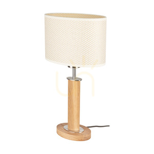 Mercedes Table Lamp, Oiled Oak/Matte Nickel, Cream-Silver Lampshade, 1xE27, 25 cm 0 Mercedes Table Lamp, Oiled Oak/Matte Nickel, Cream-Silver Lampshade, 1xE27, 25 cm small 0