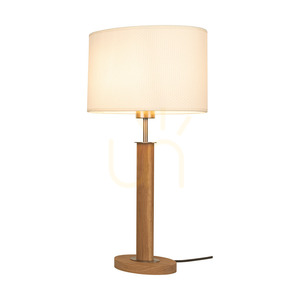 Mercedes Table Lamp, Oiled Oak/Matte Nickel, White Lampshade, 1xE27, 36 cm small 2